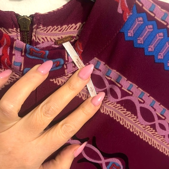 Free People | Stella Mock Neck Zip Back Burgundy Dress Sz S - Picture 12 of 14